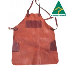 AP-8A : Vintage 3/4 length Bib Apron, full grain leather, 4pocket (75cm long)