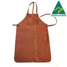 AP-8: Vintage Full Length Bib Apron, Full Grain Leather, 4 Pocket (90cm Long)